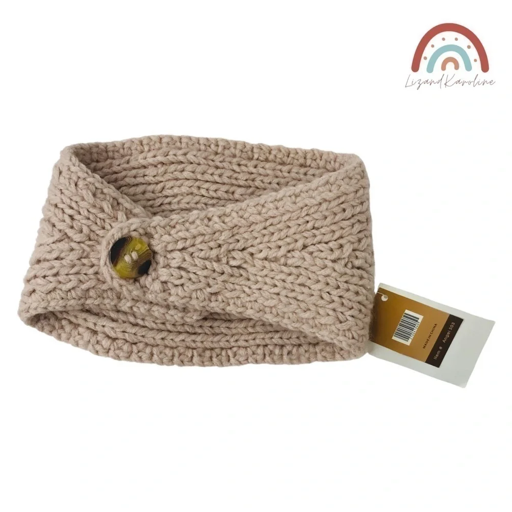 New! C.C Knitted Headband Handmade Crochet Rose Gem Neck Warmer